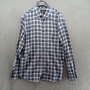 Banana Republic Shirt Mens XL Blue Black White‎ Check Luxe Flannel Slim Fit